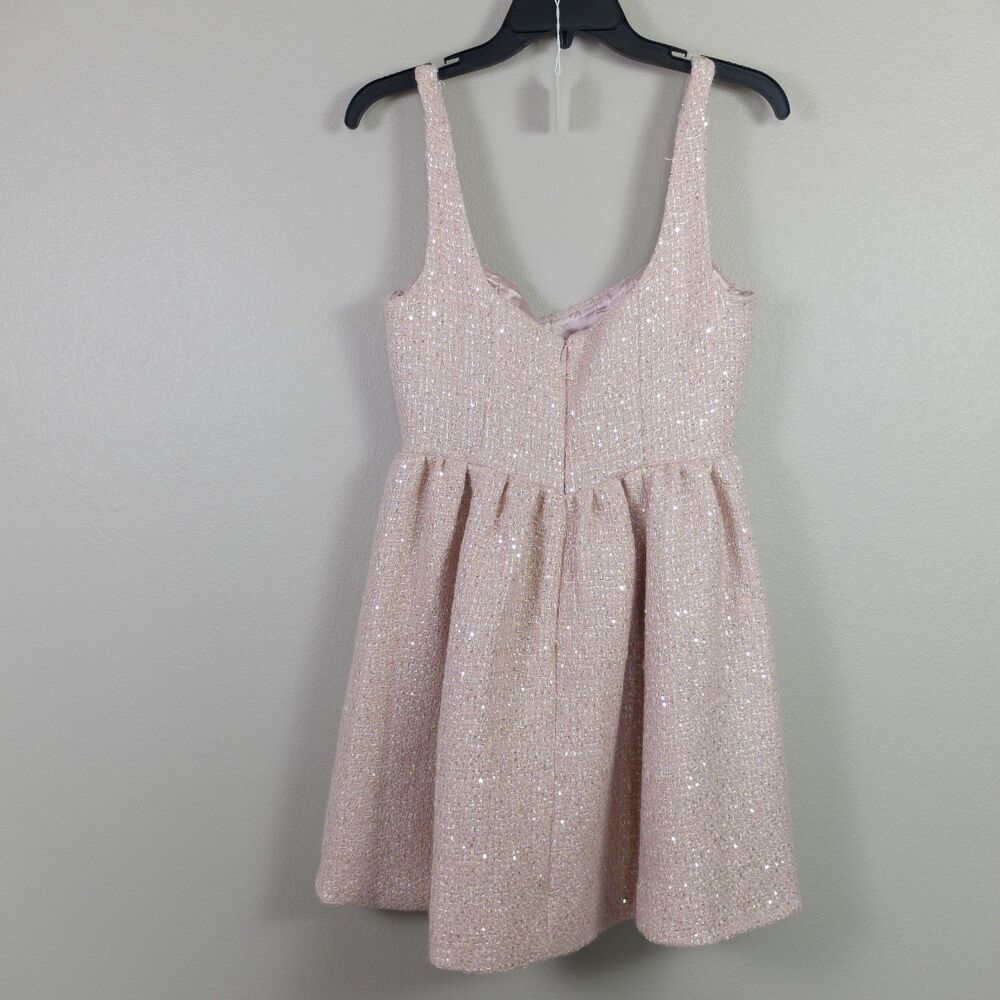 AQUA x Wicked Bloomingdale's Exclusive Pink Sequin Tweed Dress Size M NWT - Picture 11 of 13
